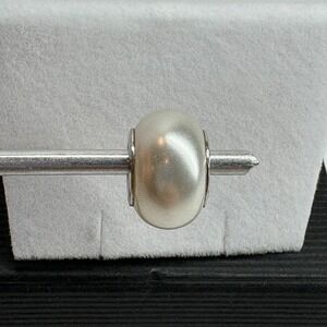 Pandora 925 Bead Charm Pearl Rondelle Sterling Silver Italy RL